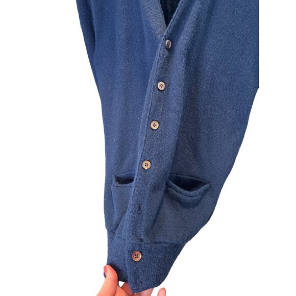 Kings Road Shop Blue Long Sleeve Buttoned V-Neck Cardigan SZ Large - Picture 5 of 6